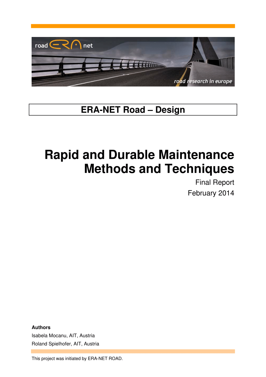 PDF) Rapid and Durable Maintenance Methods and Techniques Final Report