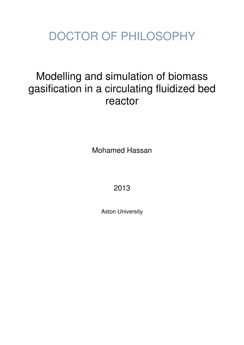 Biomass gasification phd thesis