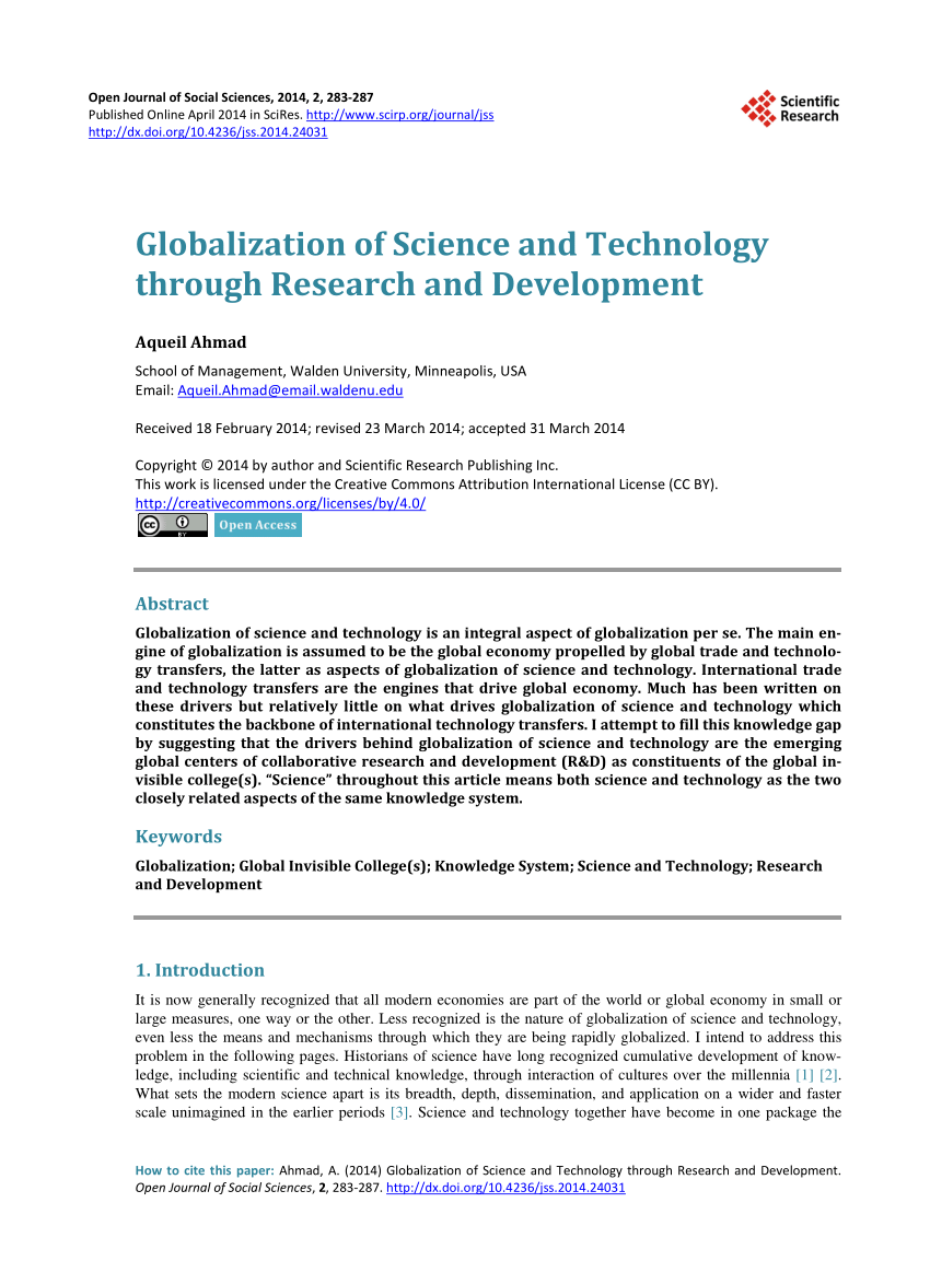 (PDF) Globalization of Science and Technology through ...