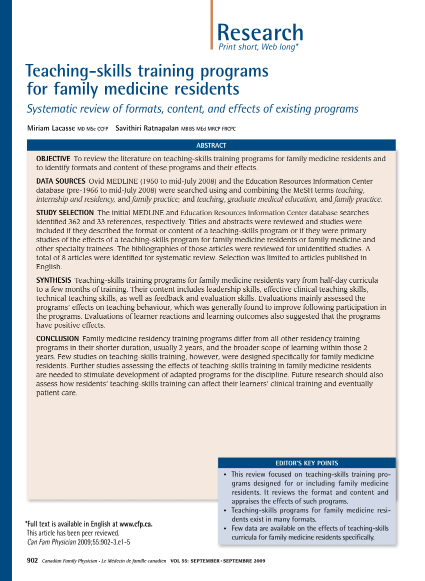 research topics for family medicine residents