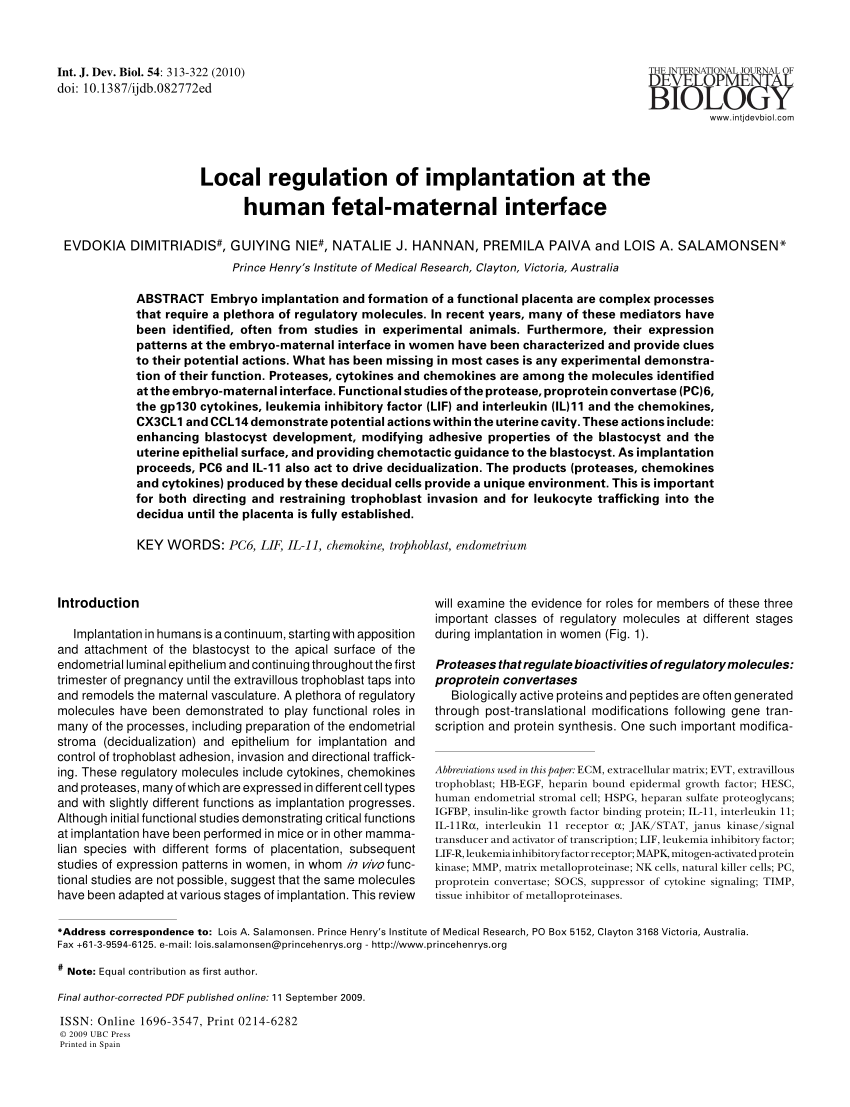 Human Decidual Cell Biosynthesis Of Leukemia Inhibitory Factor