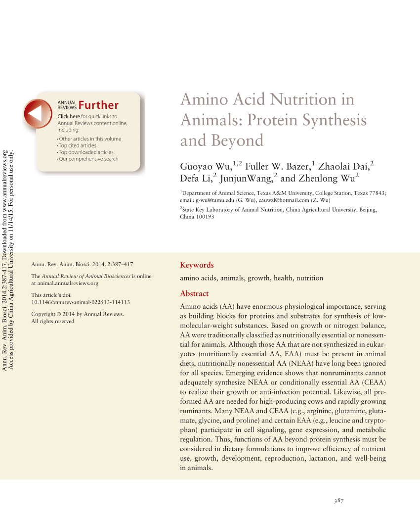 Comparative Animal Nutrition And Metabolism / 2 Mechanisms Of Action Of