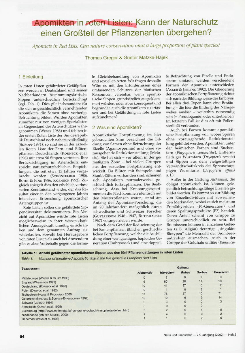 PDF Rote Liste und Florenliste der Farn und Blütenpflanzen in Niedersachsen und Bremen 5 Fassung Stand 1 3 2004
