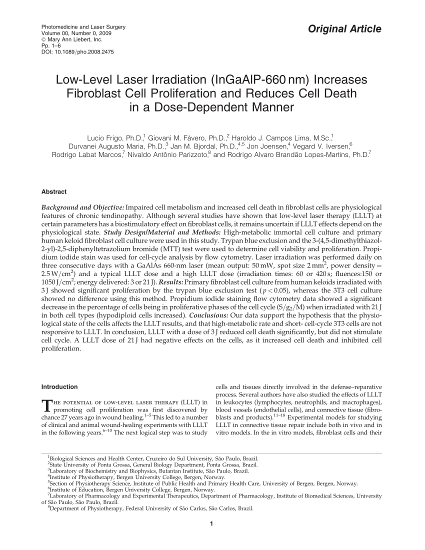 PDF Low Level Laser Irradiation InGaAlP 660 nm Increases  