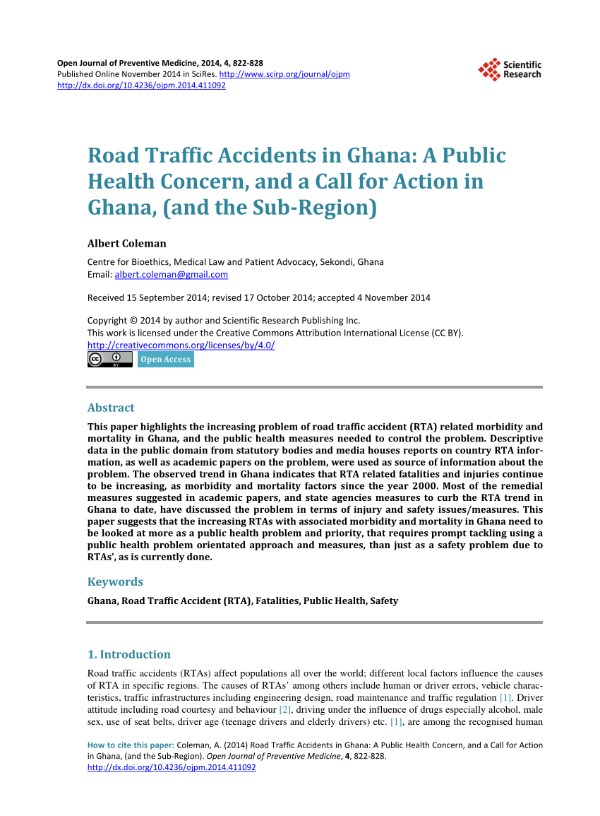 research proposal on road accident in ghana pdf