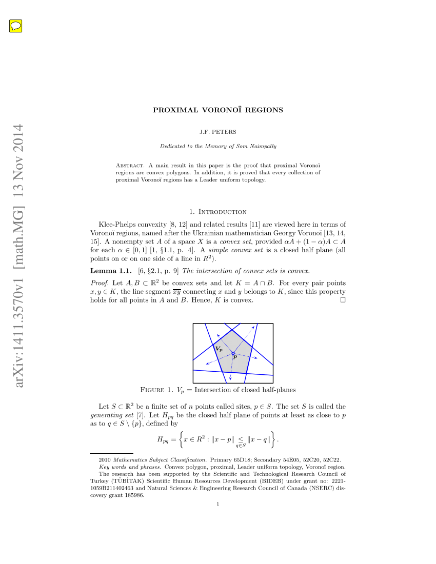 Pdf Proximal Vorono I Regions