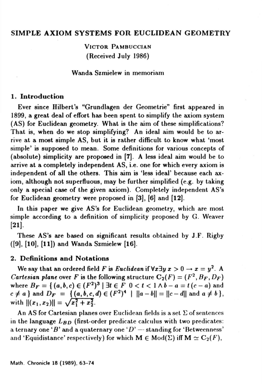 an axiom in euclidean geometry states that in space