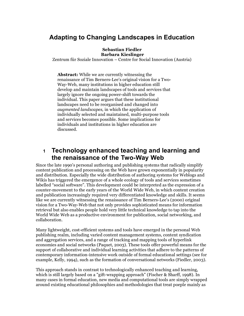 (PDF) Adapting to Changing Landscapes in Education (On Microlearning)