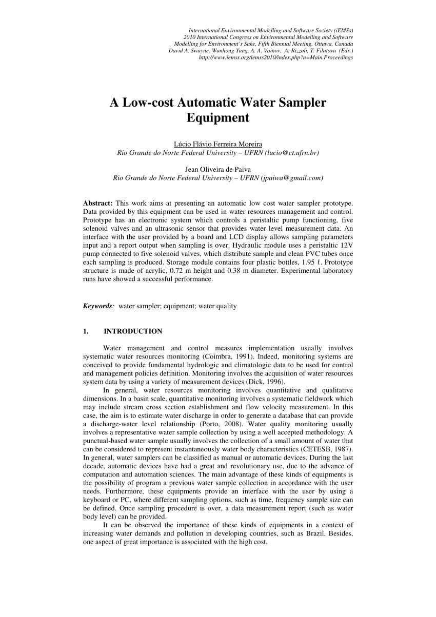 (PDF) A Lowcost Automatic Water Sampler Equipment