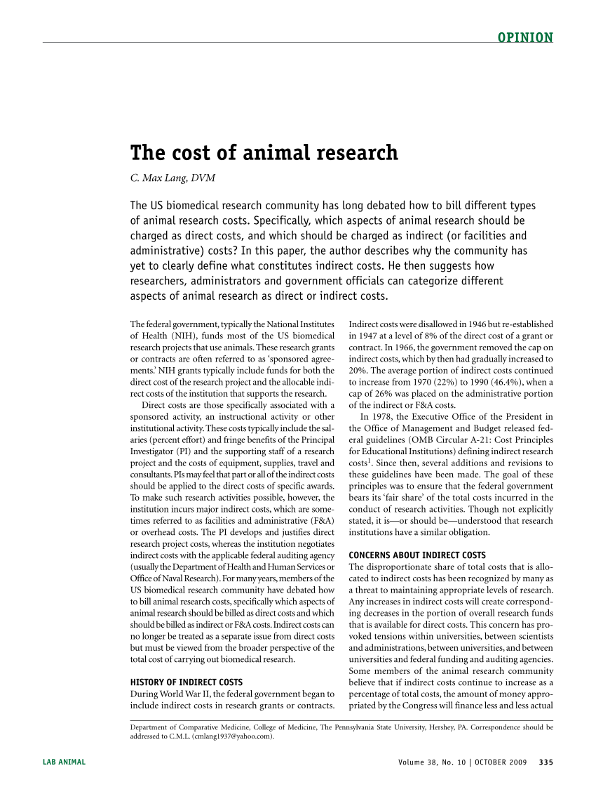 PDF) The cost of animal research