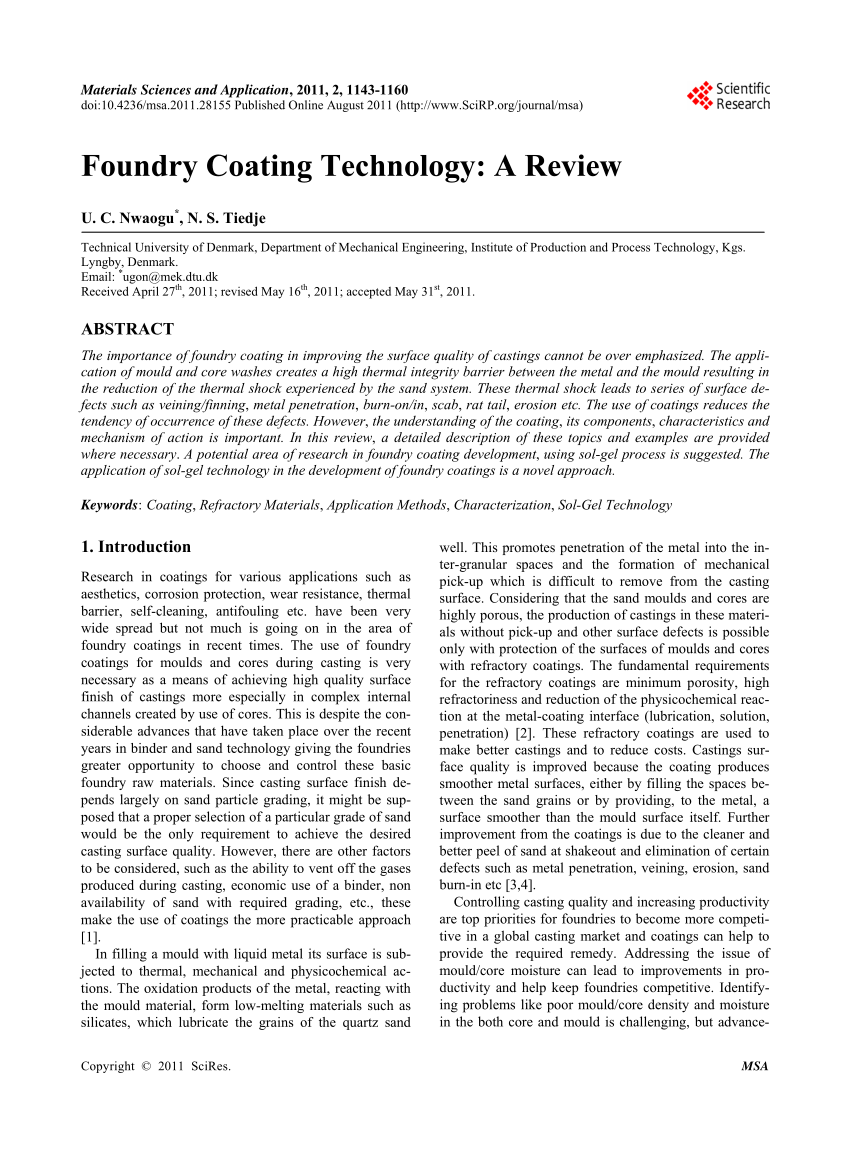 PDF) Foundry Coating Technology: A Review