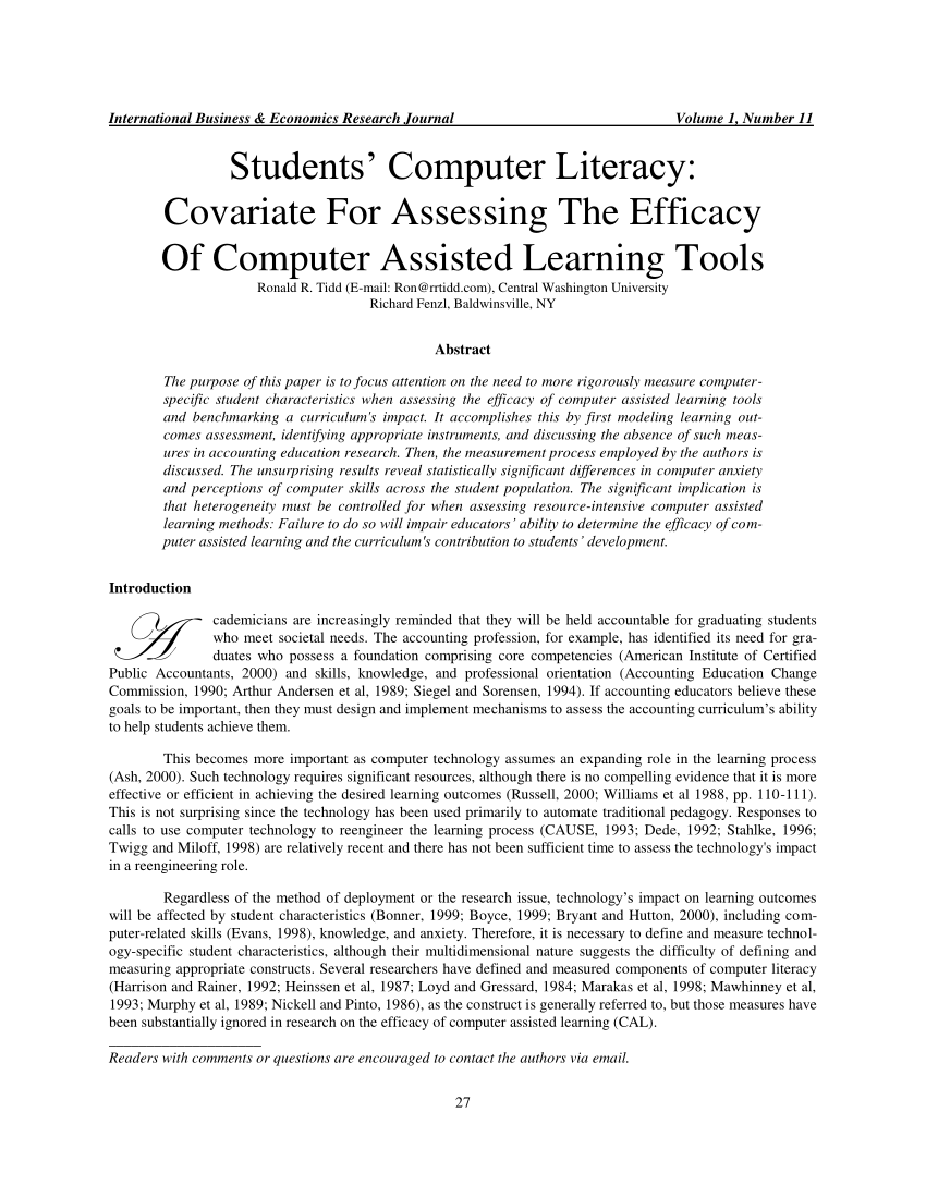 computer literacy research study