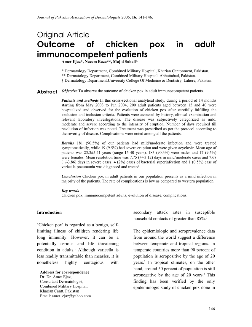 chicken pox research article