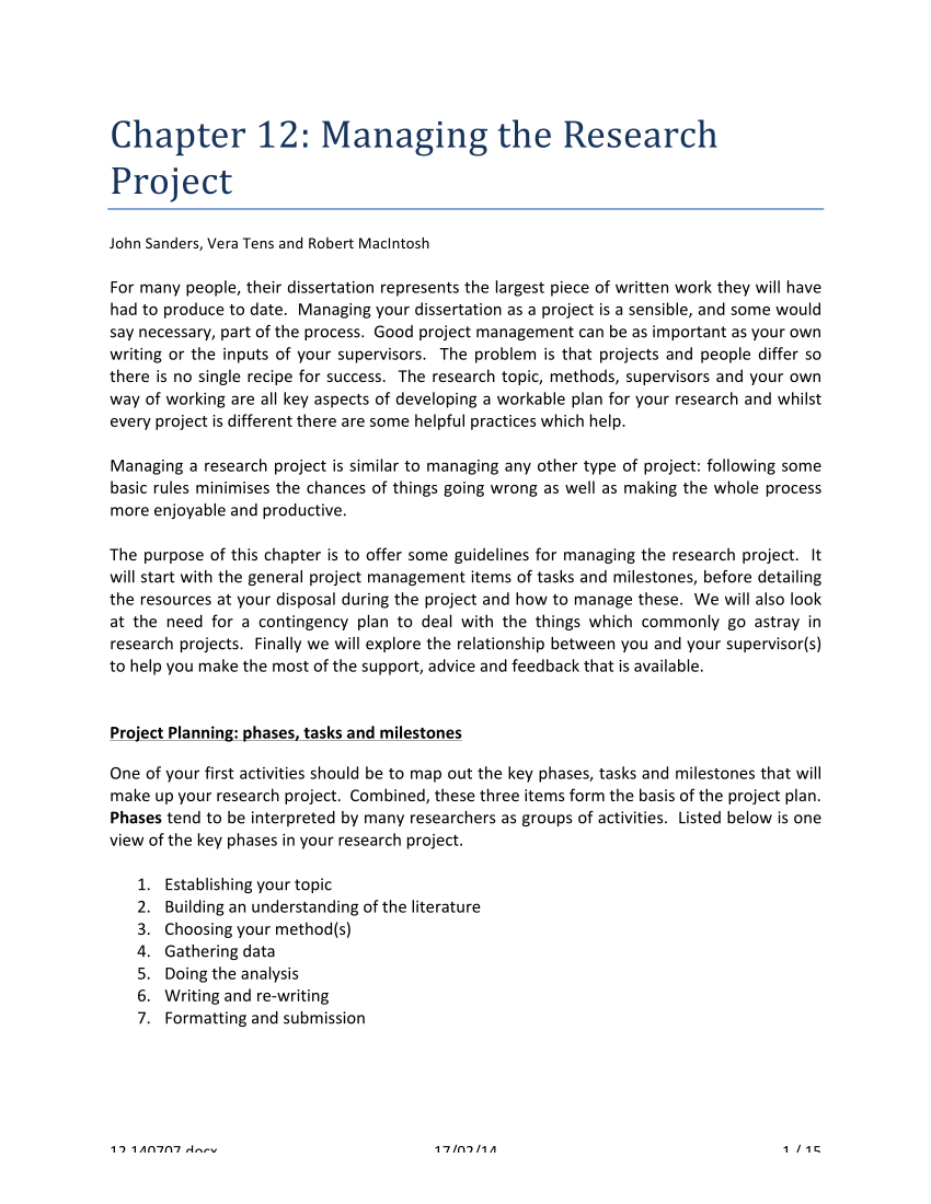 corporate research project pdf