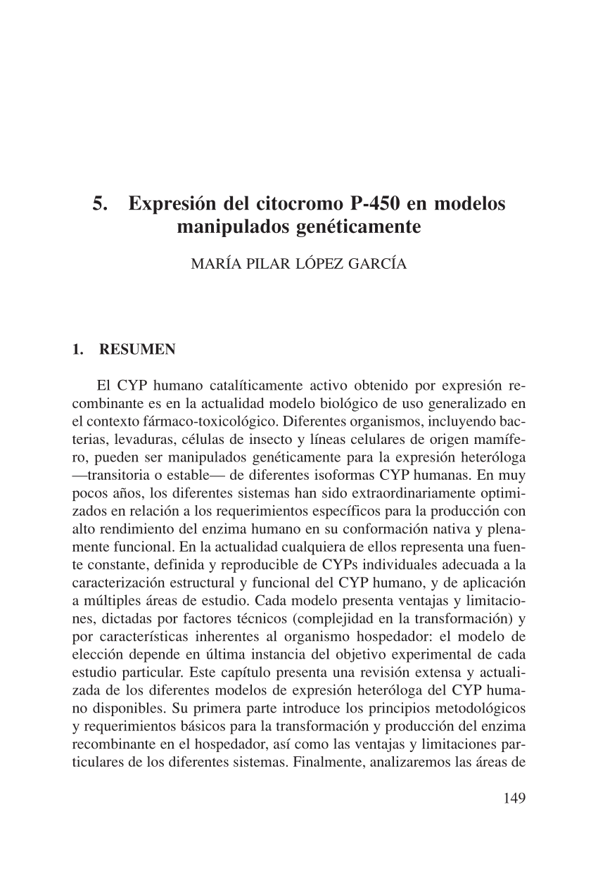 PDF) Expresión del citocromo P-450 en modelos manipulados genéticamente