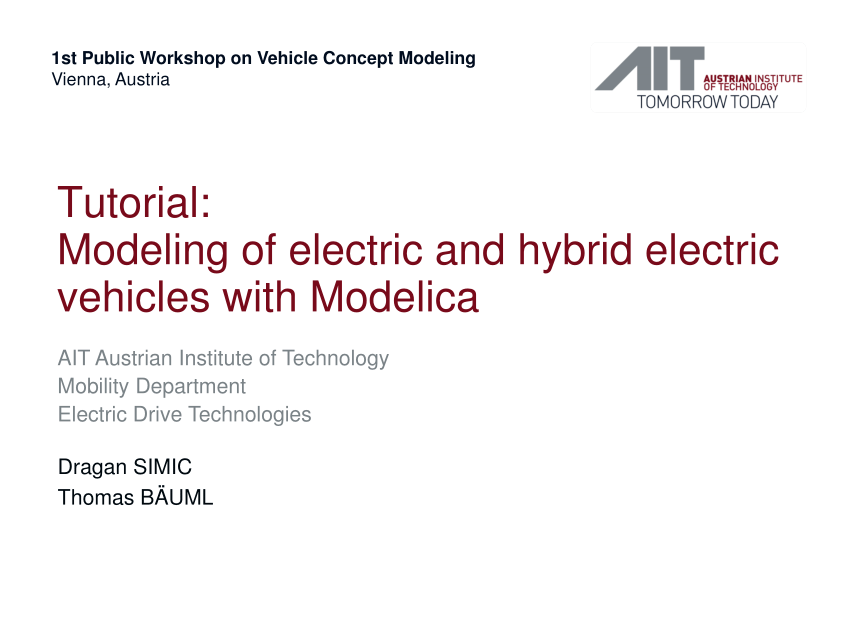 (PDF) Modeling of electric and hybrid vehicles with Modelica