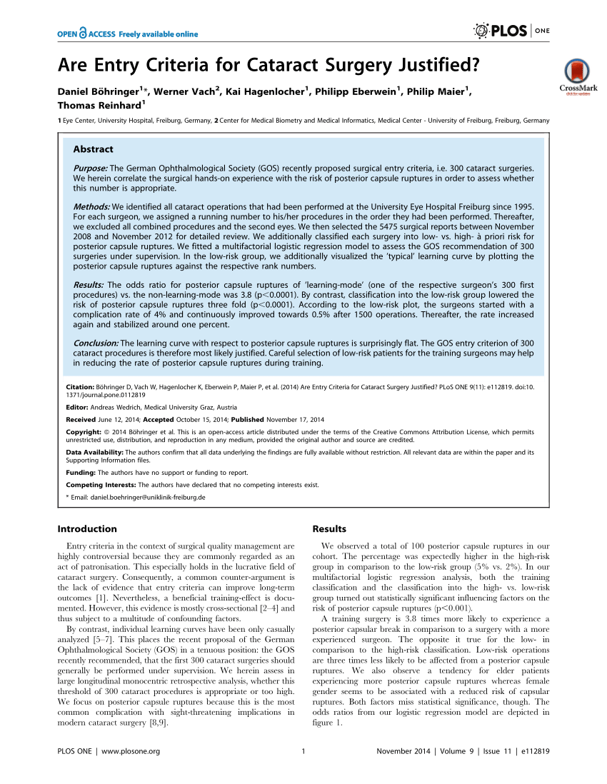 Pdf Are Entry Criteria For Cataract Surgery Justified 6762