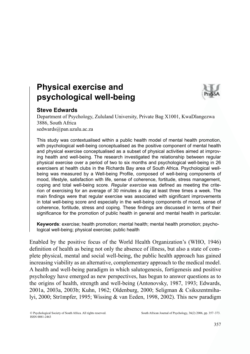 research paper on psychological well being