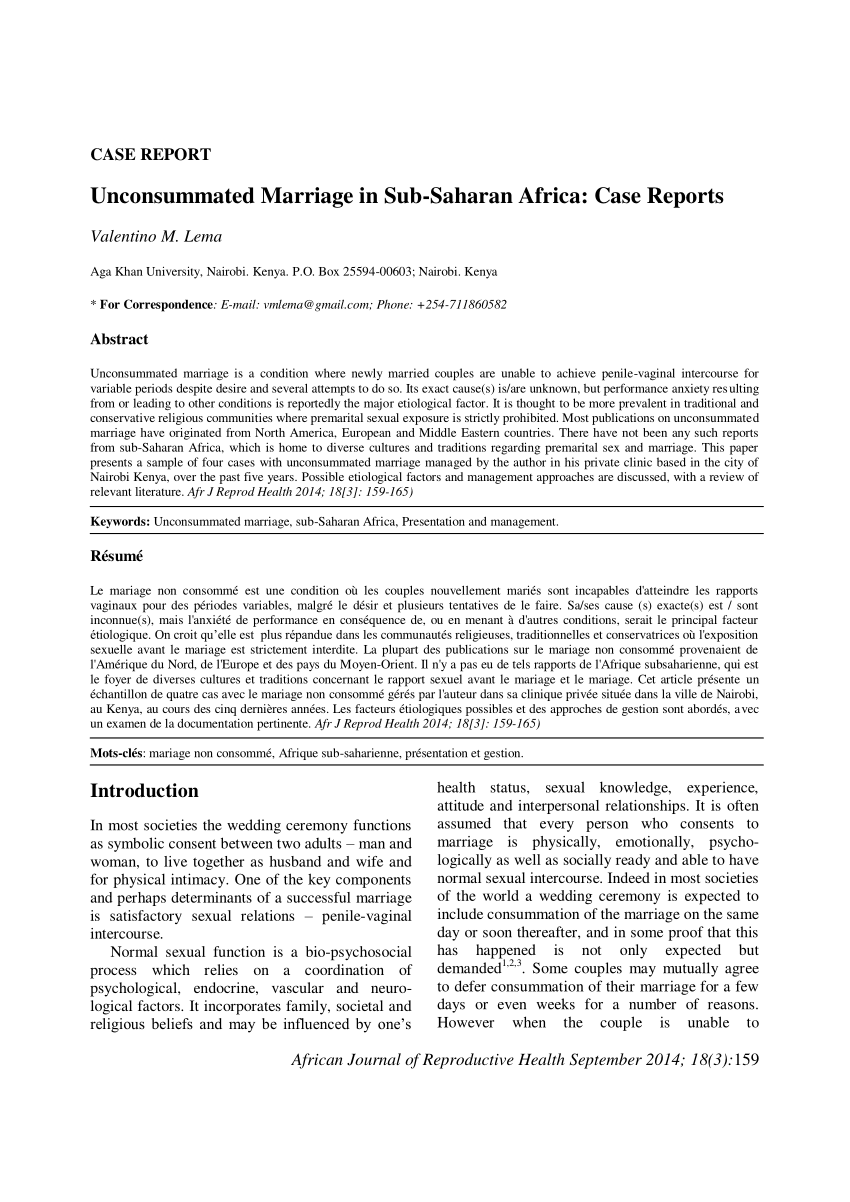 PDF Unconsummated marriage in sub Saharan Africa