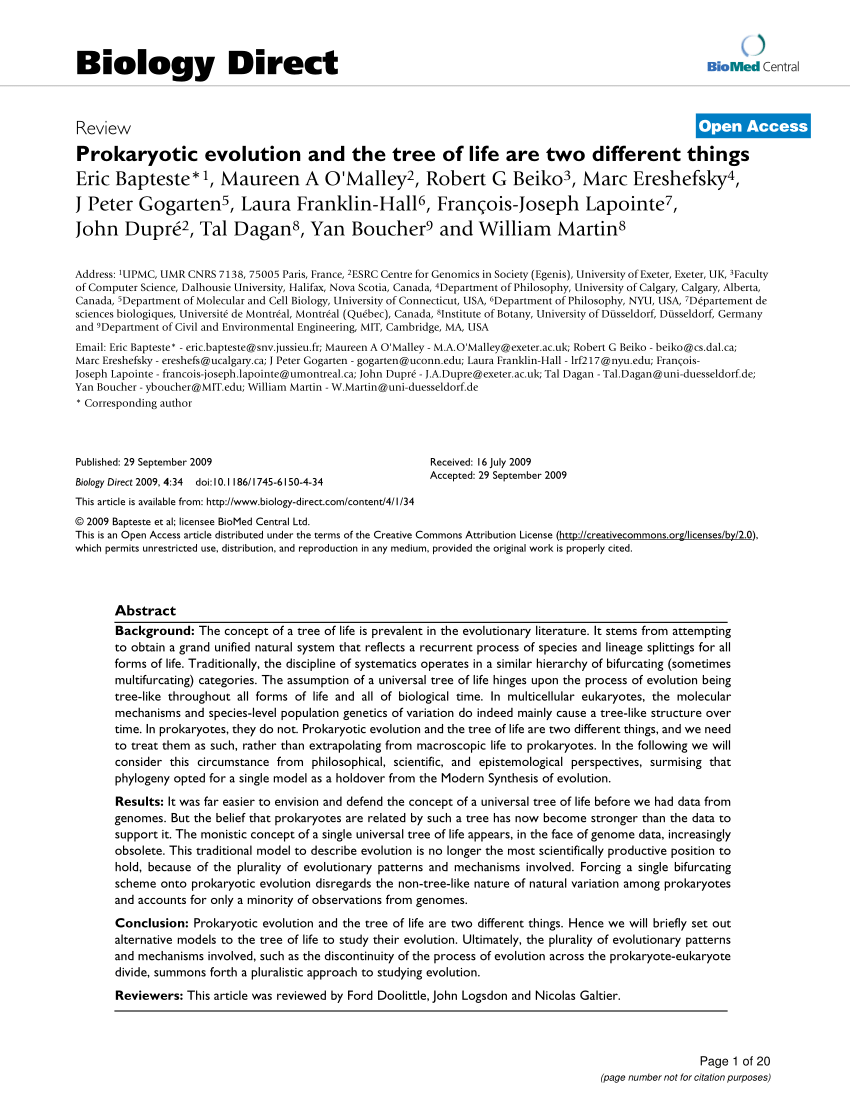 PDF Prokaryotic evolution and the tree of life are two different