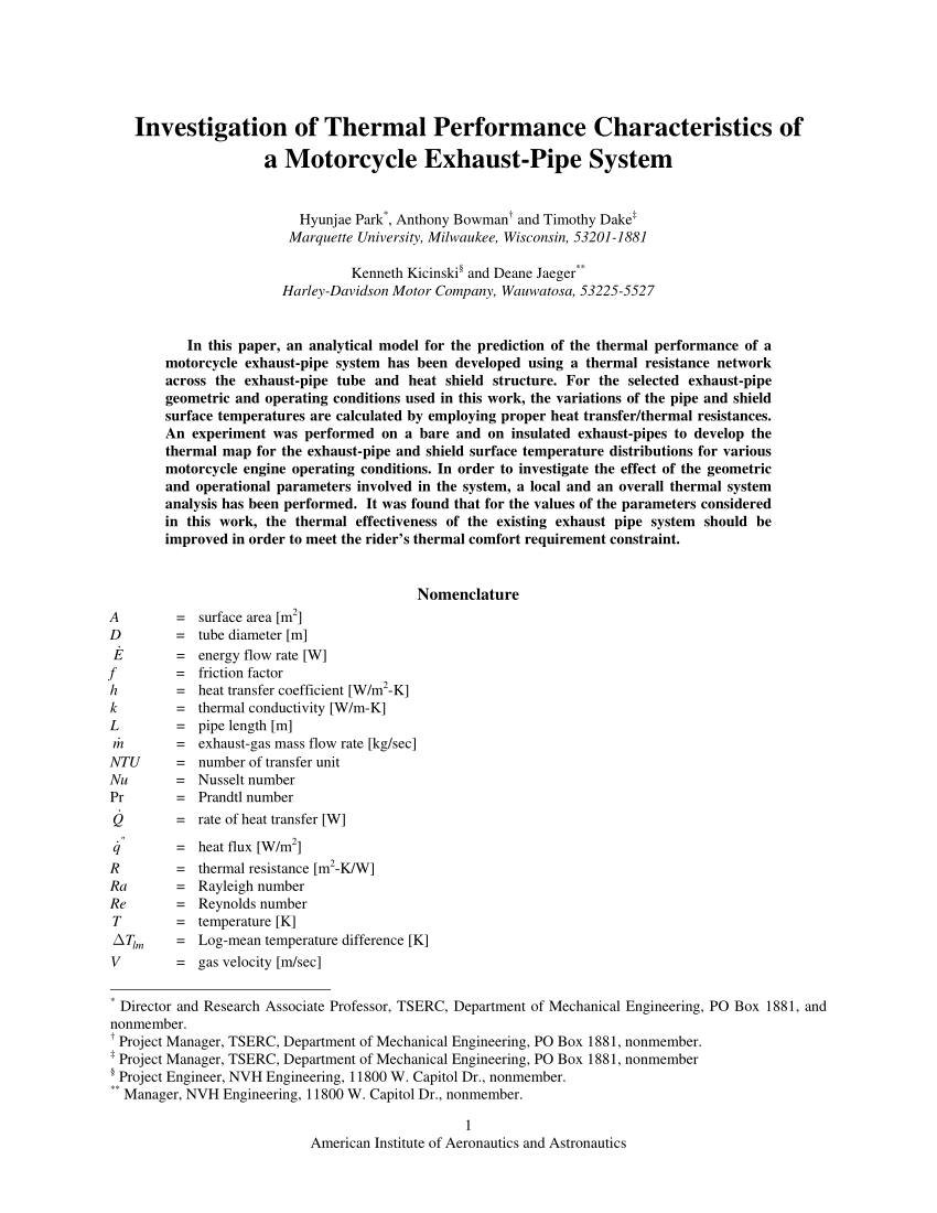 Pdf Investigation Of Thermal Performance Characteristics Of A Motorcycle Exhaust Pipe System