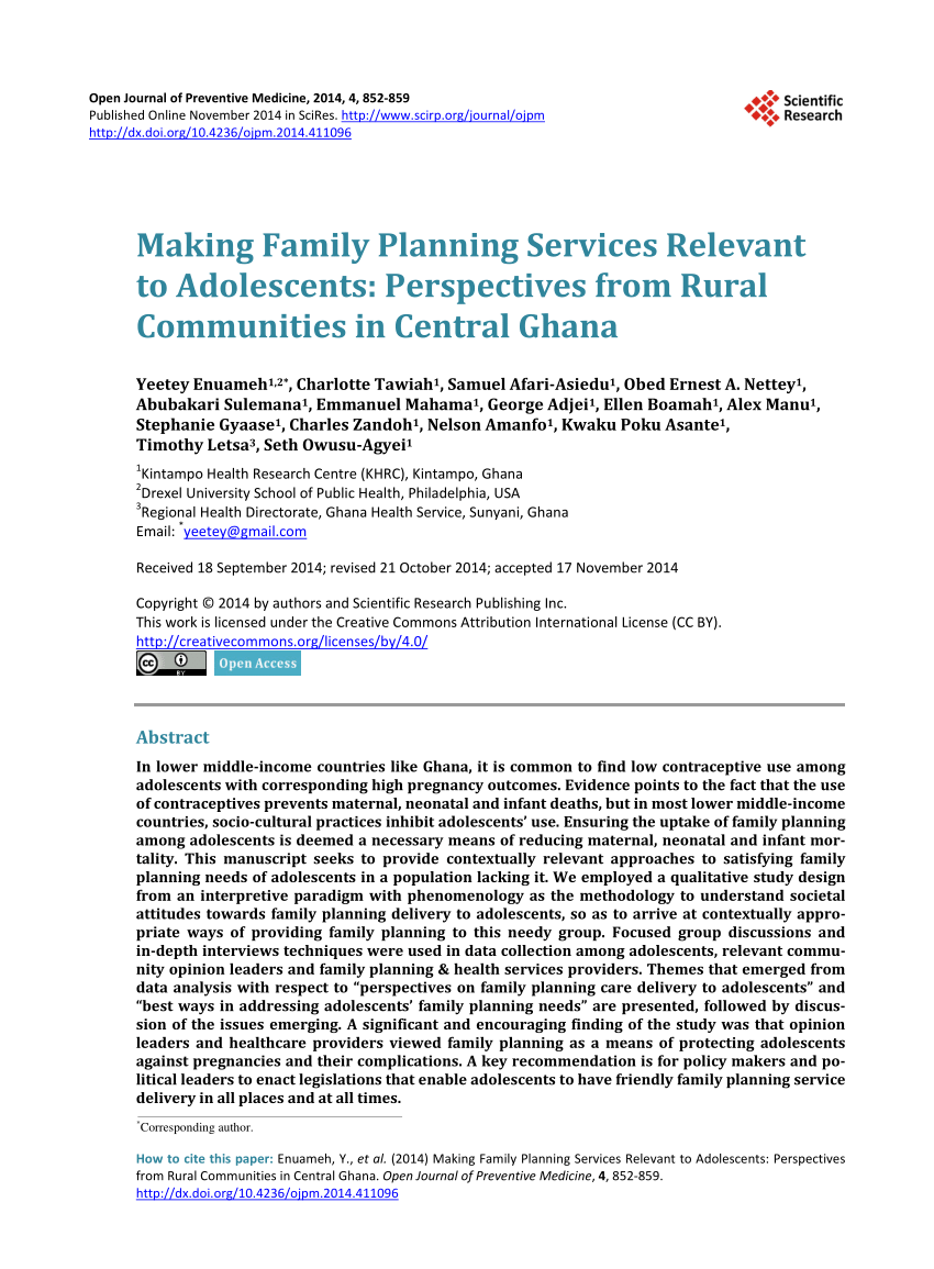literature review on family planning in ghana