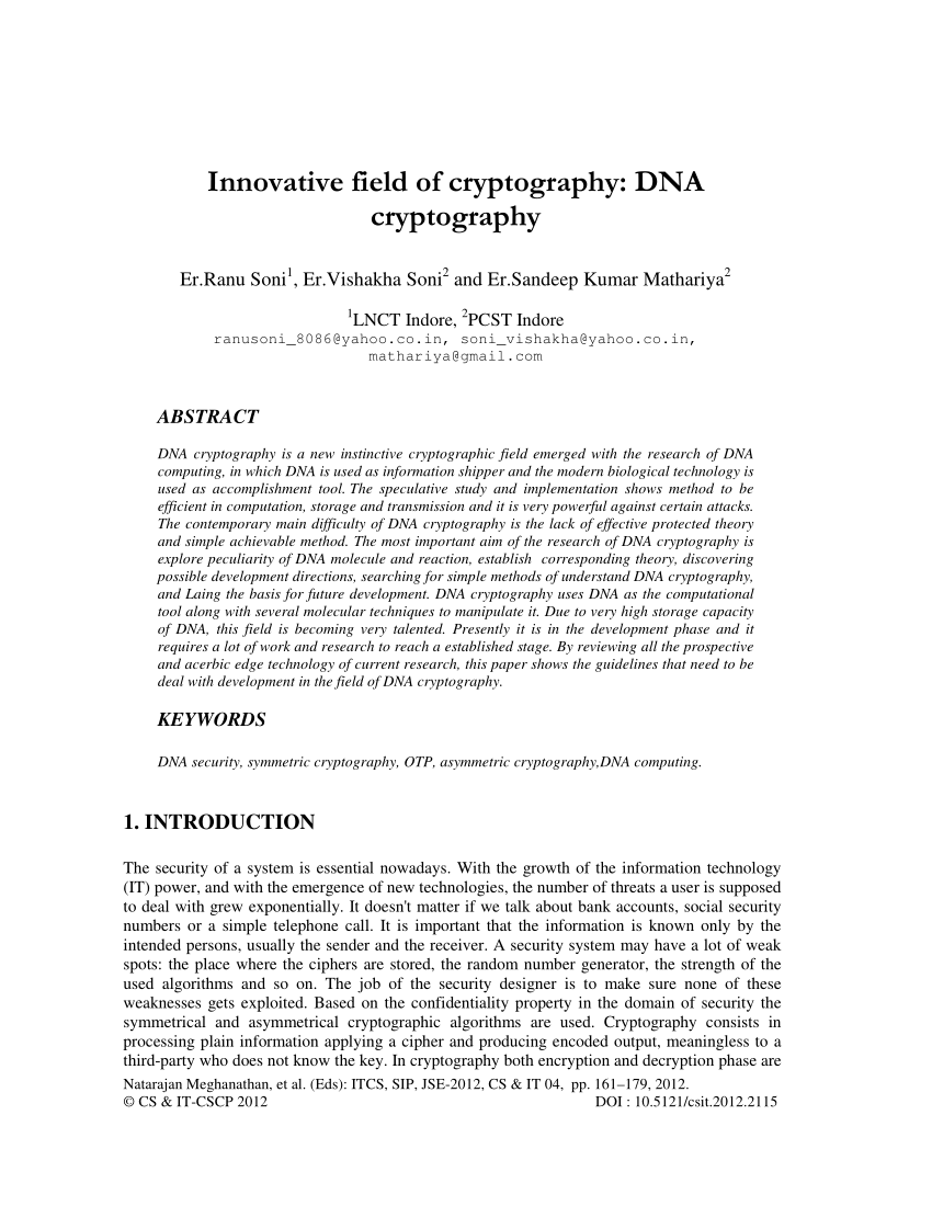 dna cryptography research papers