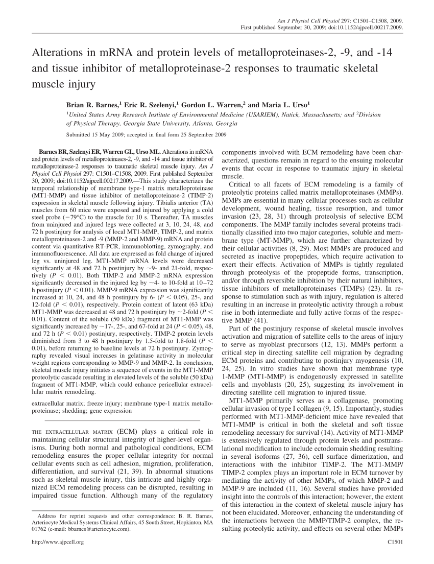 Synthesis And Secretion Of Matrix Degrading Metalloproteinases By