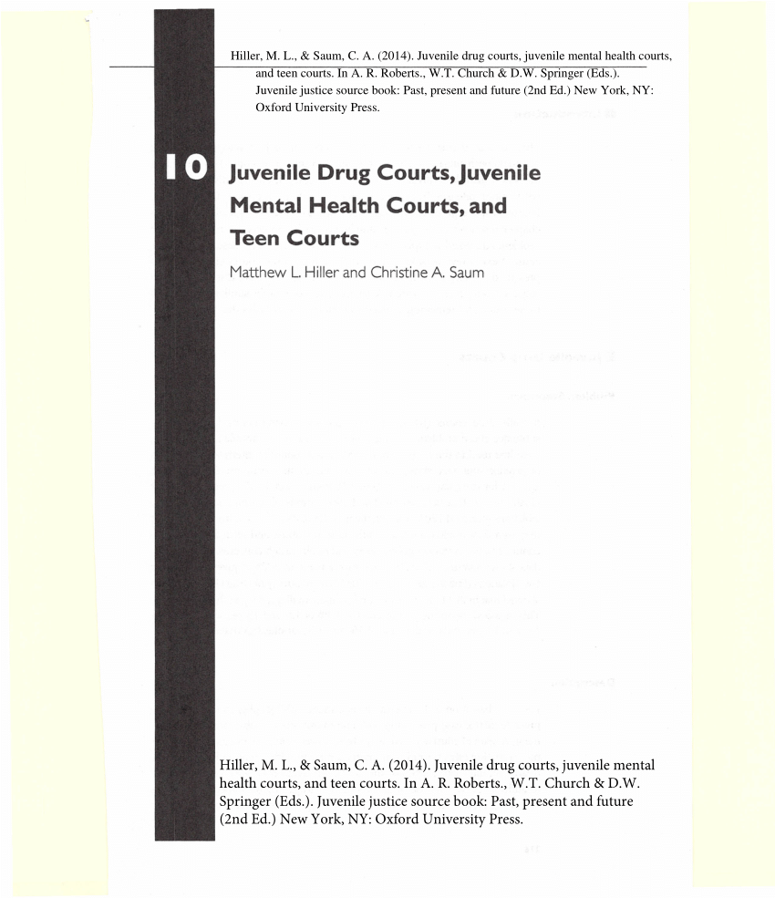 (PDF) Juvenile drug courts juvenile mental health courts and teen courts