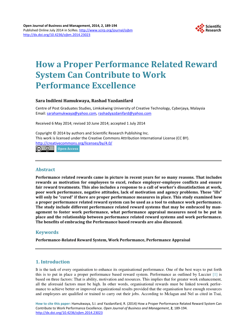 thesis on rewards and employee performance