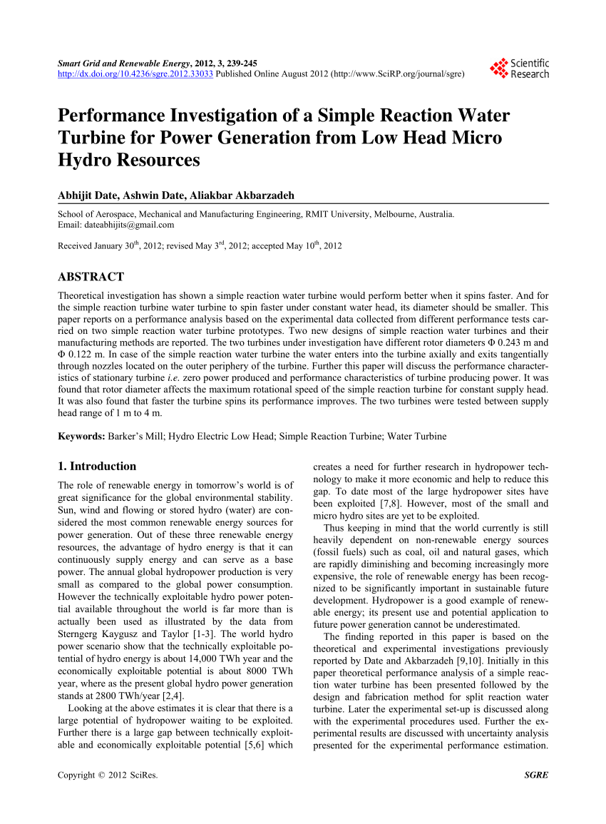 water turbine research paper