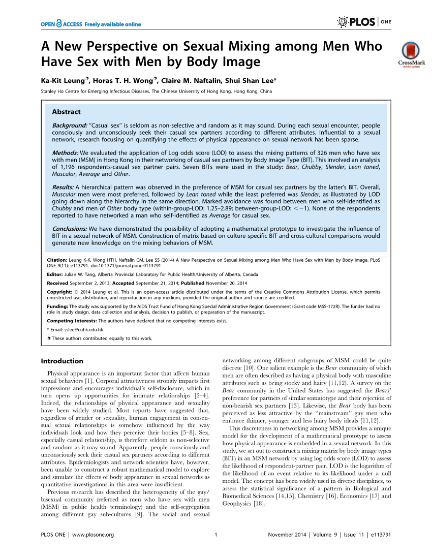 PDF) A New Perspective on Sexual Mixing among Men Who Have Sex with Men by  Body Image