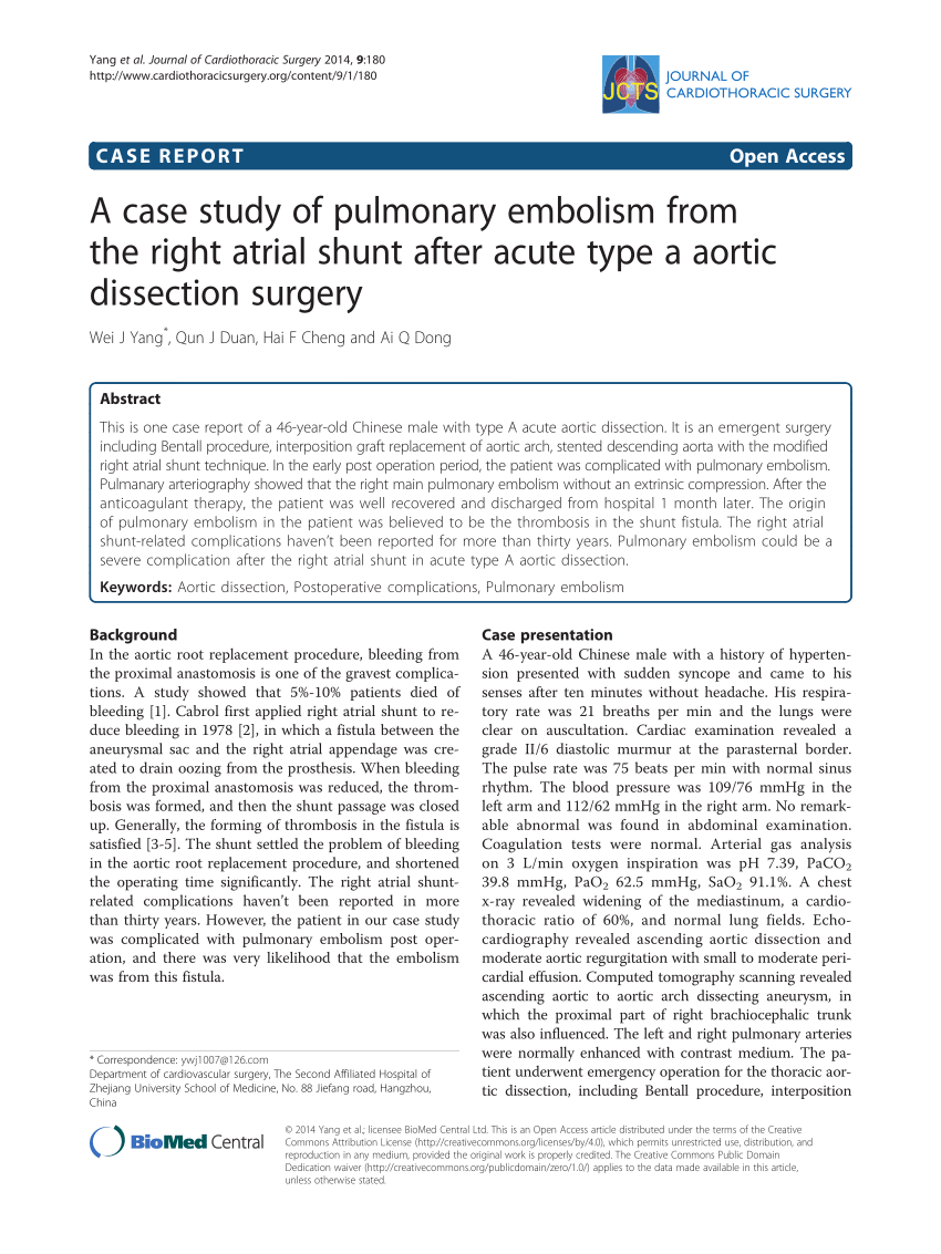 case study of pulmonary embolism
