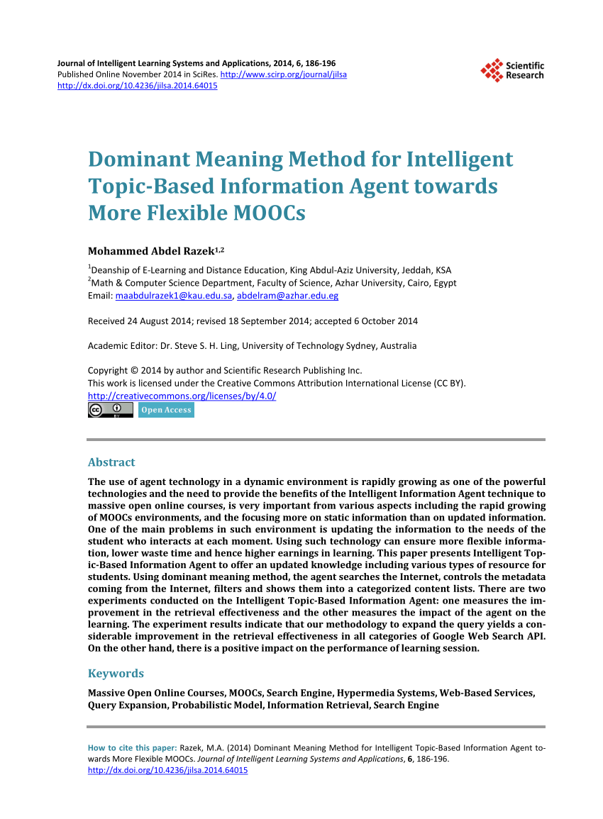 Pdf Dominant Meaning Method For Intelligent Topic Based