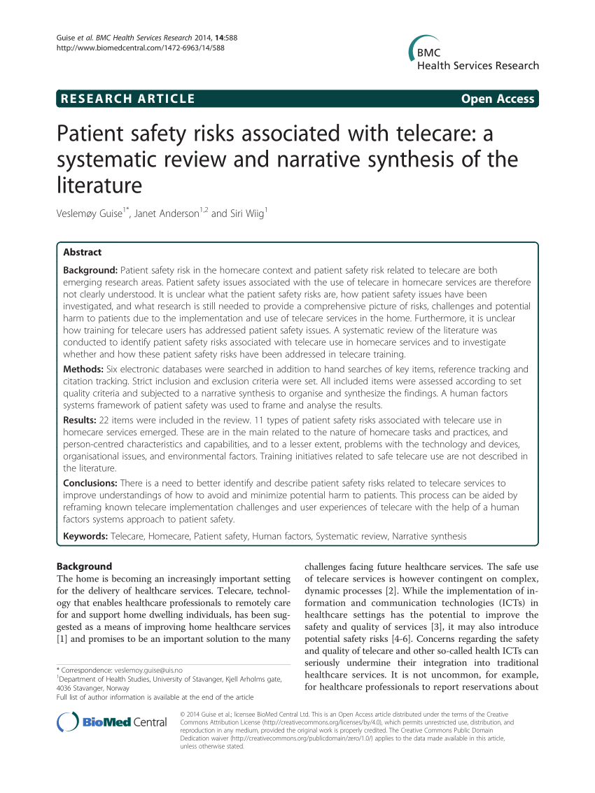 literature synthesis patient safety