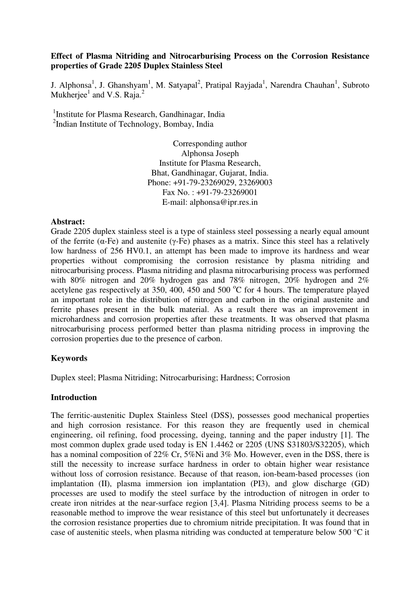 (PDF) Effect of Plasma Nitriding and Nitrocarburising Process on the Sns-Brigh10