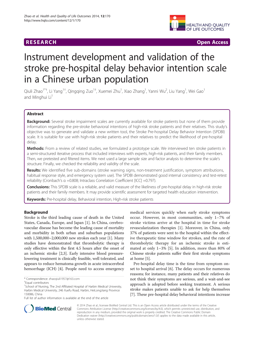 (PDF) Instrument development and validation of the stroke pre-hospital
