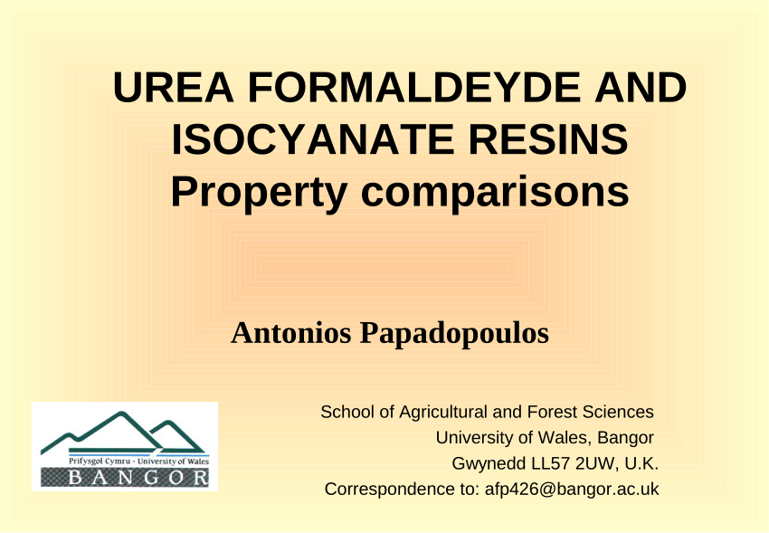 (PDF) Urea formaldehyde and isocyanate resins Property comparisons