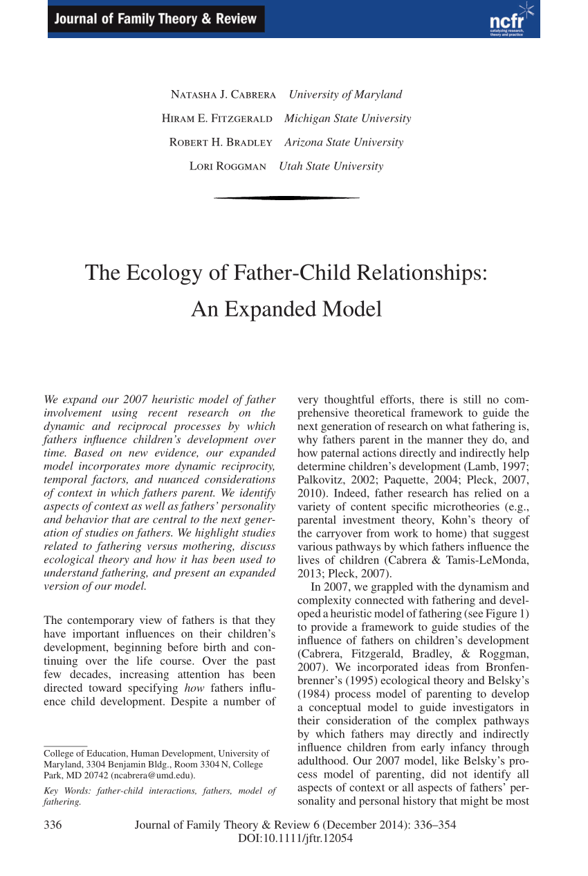 Pdf The Ecology Of Father Child Relationships An Expanded Model