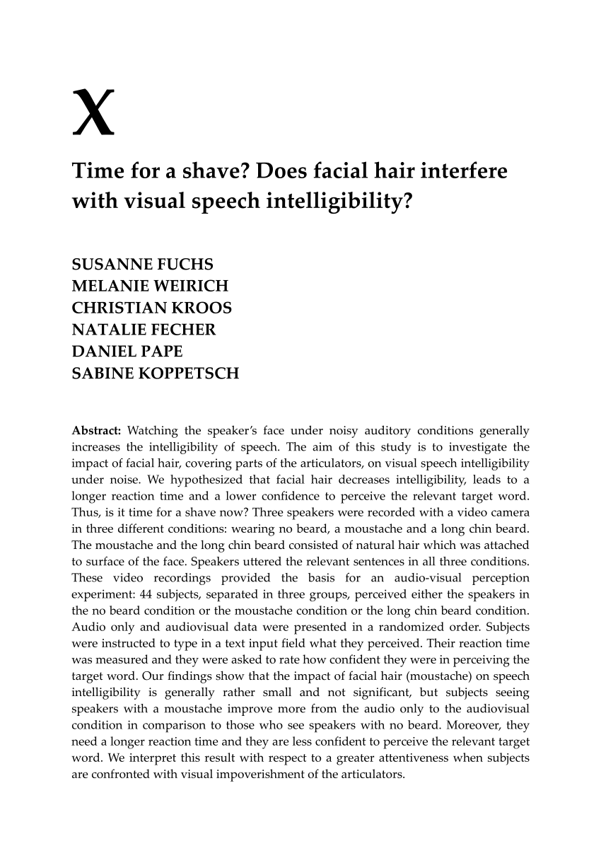 Pdf Time For A Shave Does Facial Hair Interfere With Visual Speech Intelligibility
