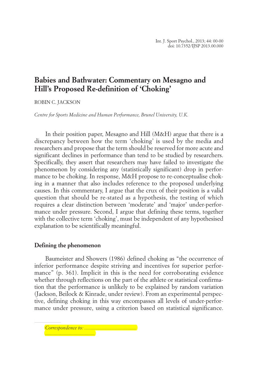 pdf) babies and bathwater: commentary on mesagno and hill's proposed
