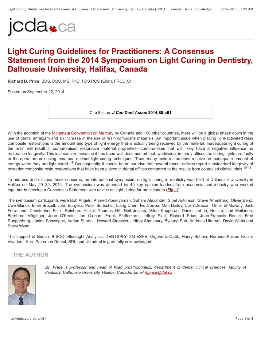 Light-Curing Guidelines, January 2012