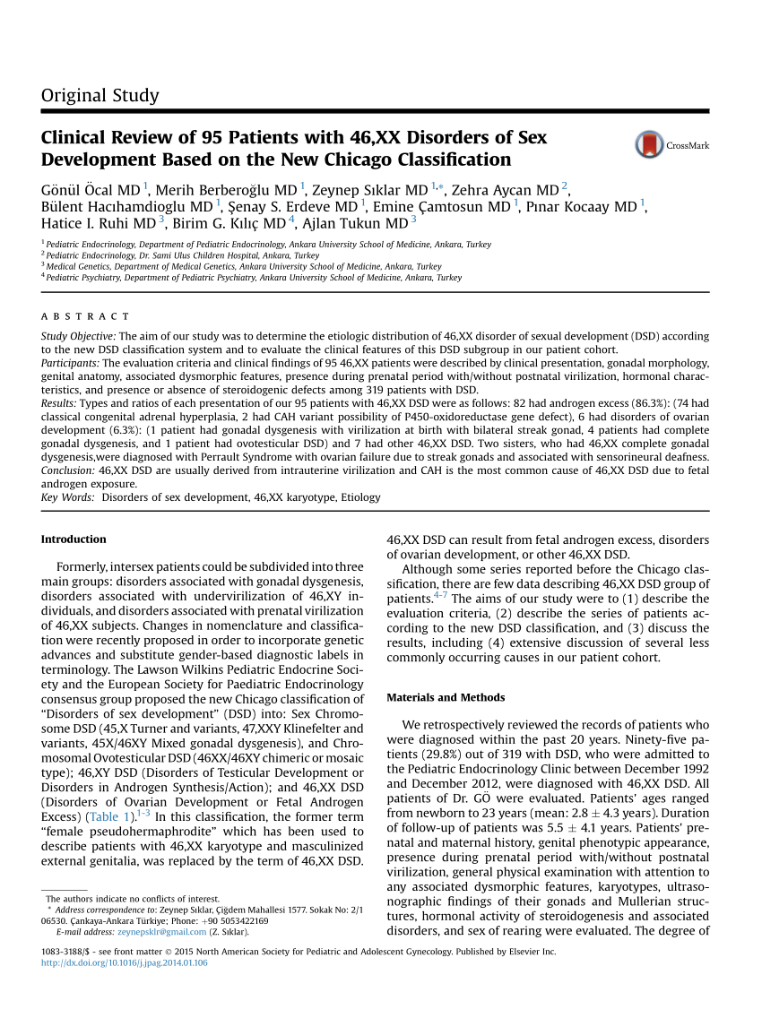 Pdf Clinical Review Of 95 Patients With 46 Xx Disorders Of Sex