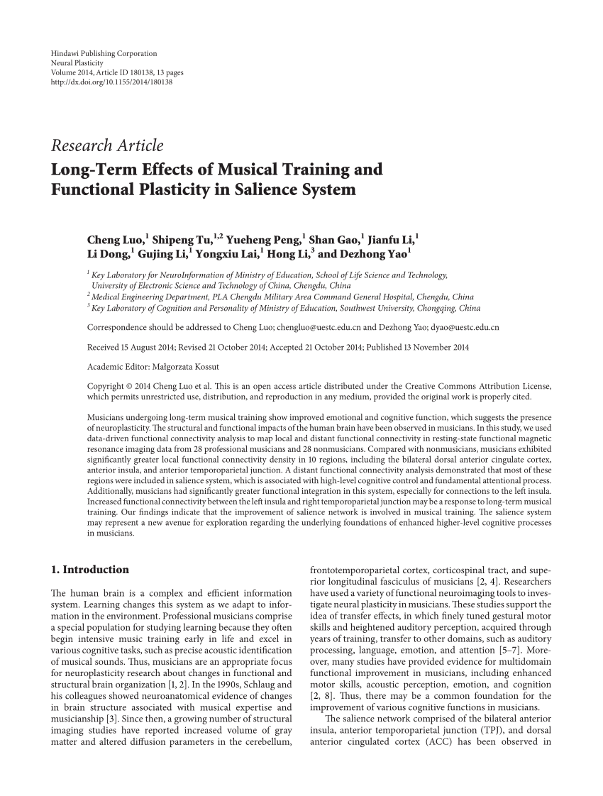 PDF) Long-Term Effects of Musical Training and Functional Plasticity in Salience System picture