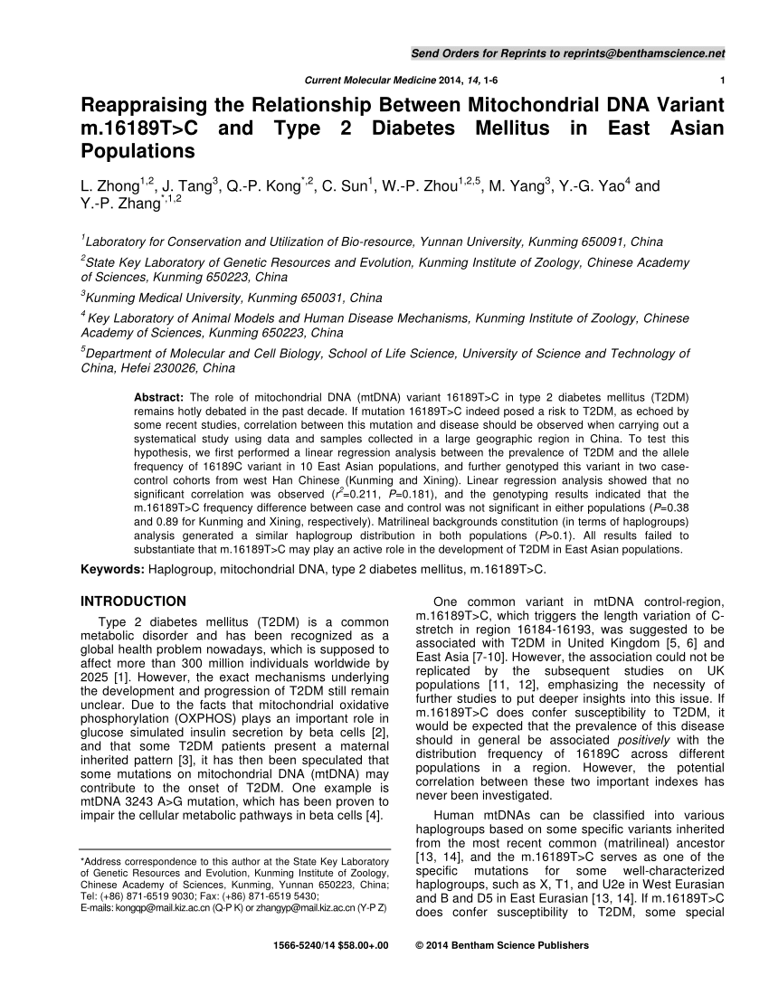 PDF) Reappraising the Relationship Between Mitochondrial DNA