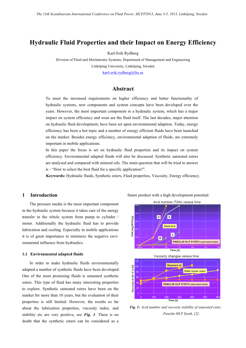 (PDF) Hydraulic Fluid Properties and their Impact on Energy Efficiency