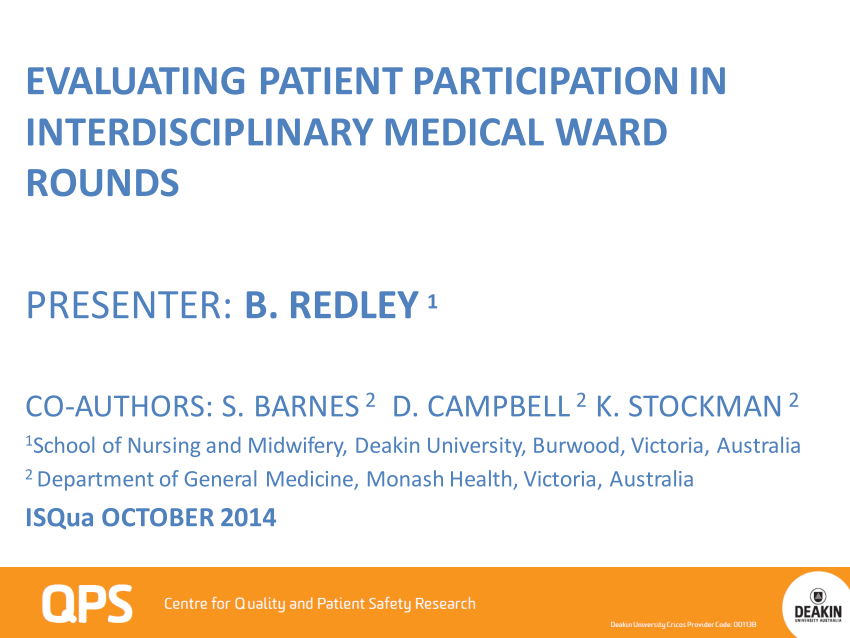 (PDF) EVALUATING PATIENT PARTICIPATION IN INTERDISCIPLINARY MEDICAL ...