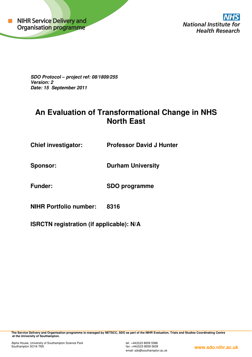 PDF) A mixed-methods evaluation of transformational change in NHS ...