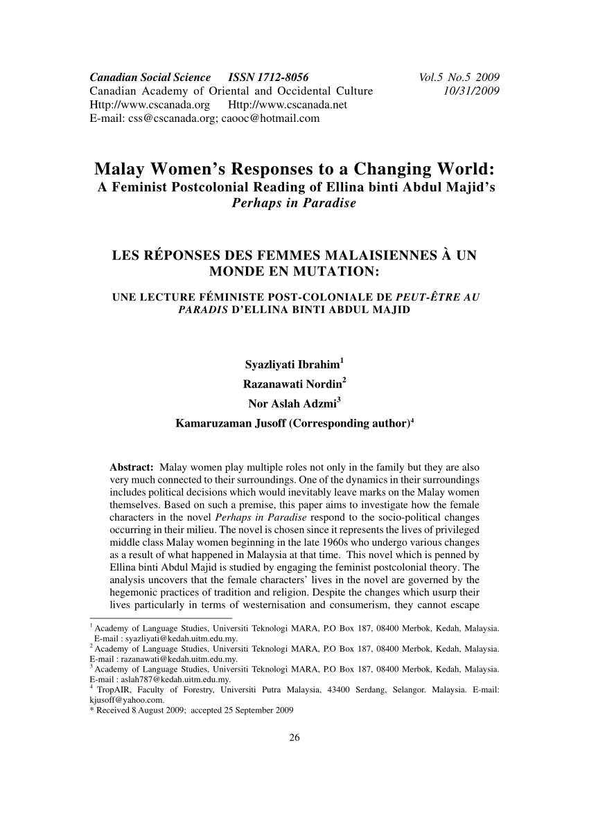 PDF) Malay Womenu0027s Responses to a Changing World: A Feminist 