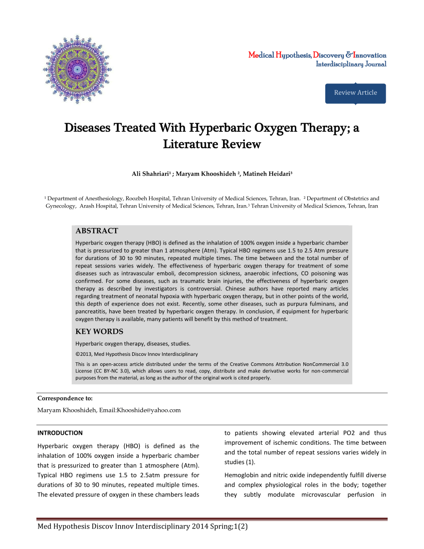 literature review on oxygen therapy